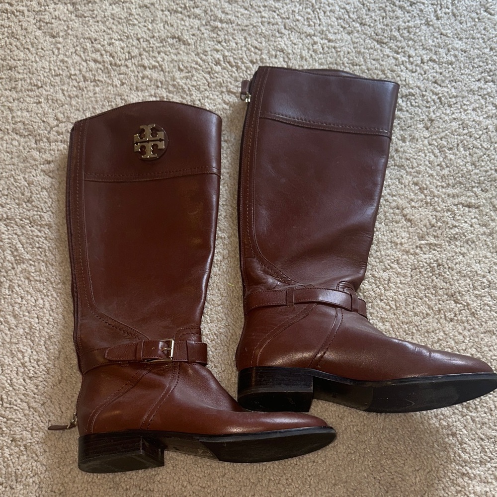 Brown Leather Knee-High Boots